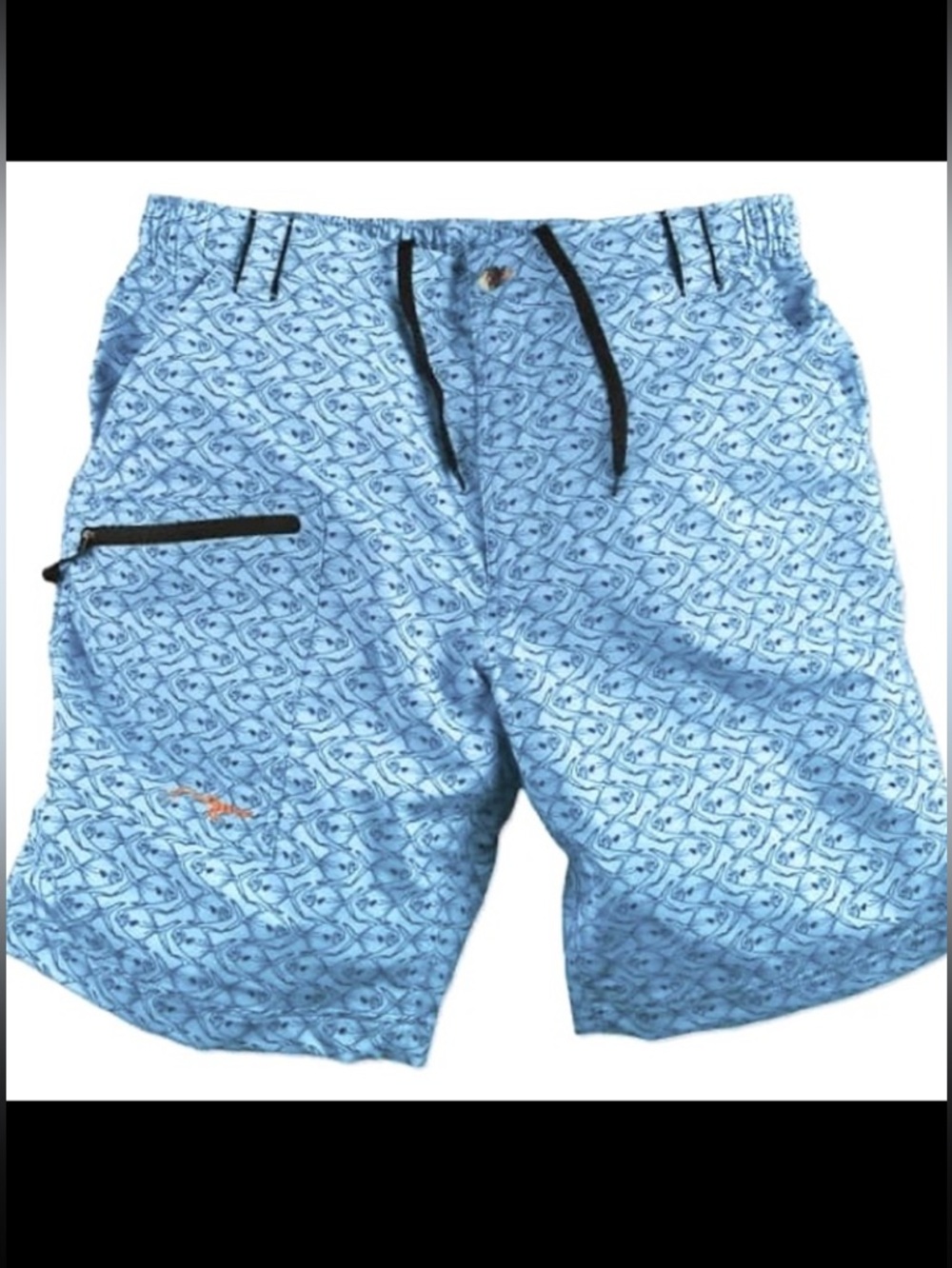 True Flies Men’s Blue Fish Print Swim Shorts/Hybrid Trunks XXL 🌊🐟